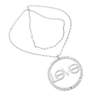 Authentic! Cartier 18k White Gold Diamond Ceramic Large Love Pendant Necklace